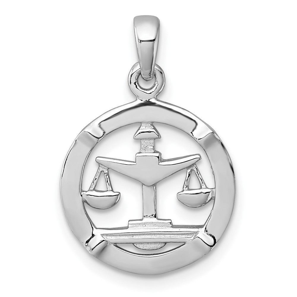 Sterlingsilber Rhodiniert Poliert Libra Tierkreis Anhänger