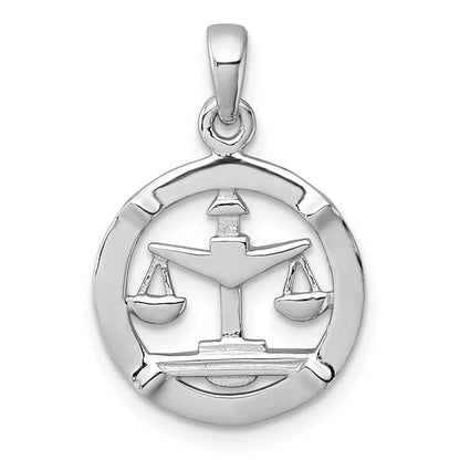 Sterlingsilber Rhodiniert Poliert Libra Tierkreis Anhänger