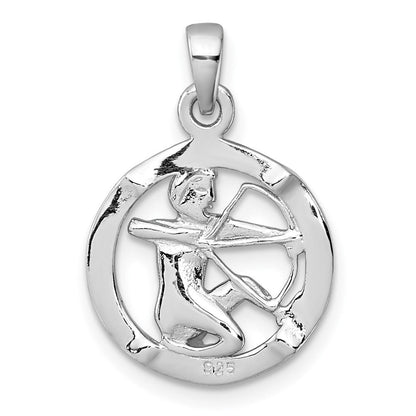 Sterlingsilber Rhodiniert Poliert Sagittarius Tierkreis Anhänger