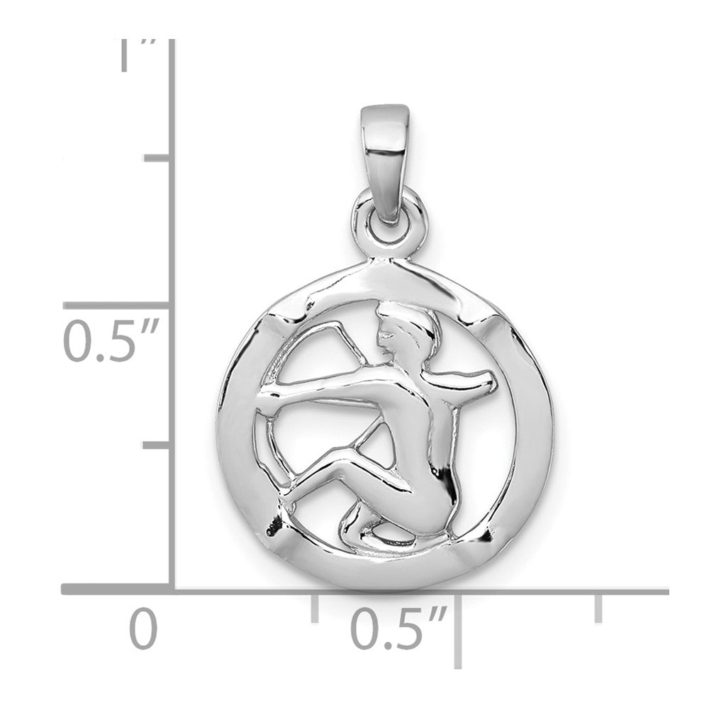 Sterlingsilber Rhodiniert Poliert Sagittarius Tierkreis Anhänger
