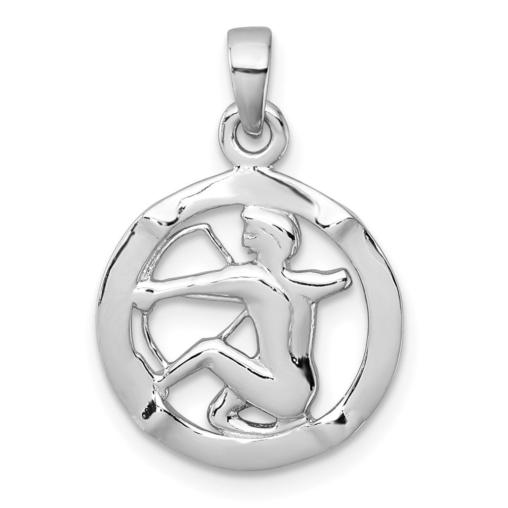 Sterlingsilber Rhodiniert Poliert Sagittarius Tierkreis Anhänger