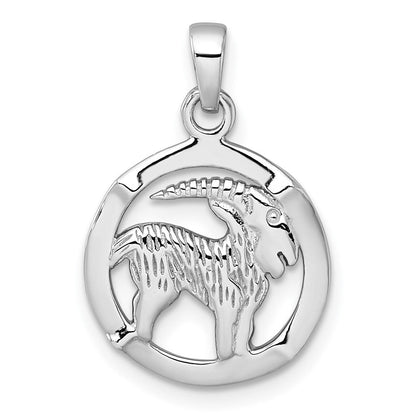 Sterlingsilber Rhodiniert Poliert Capricorn Tierkreis Anhänger