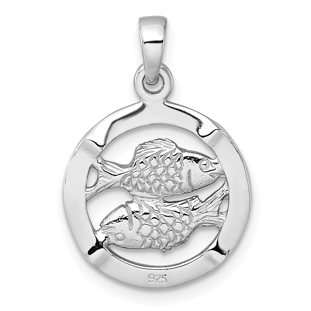 Sterlingsilber Rhodiniert Poliert Pisces Tierkreis Anhänger