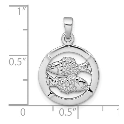 Sterlingsilber Rhodiniert Poliert Pisces Tierkreis Anhänger
