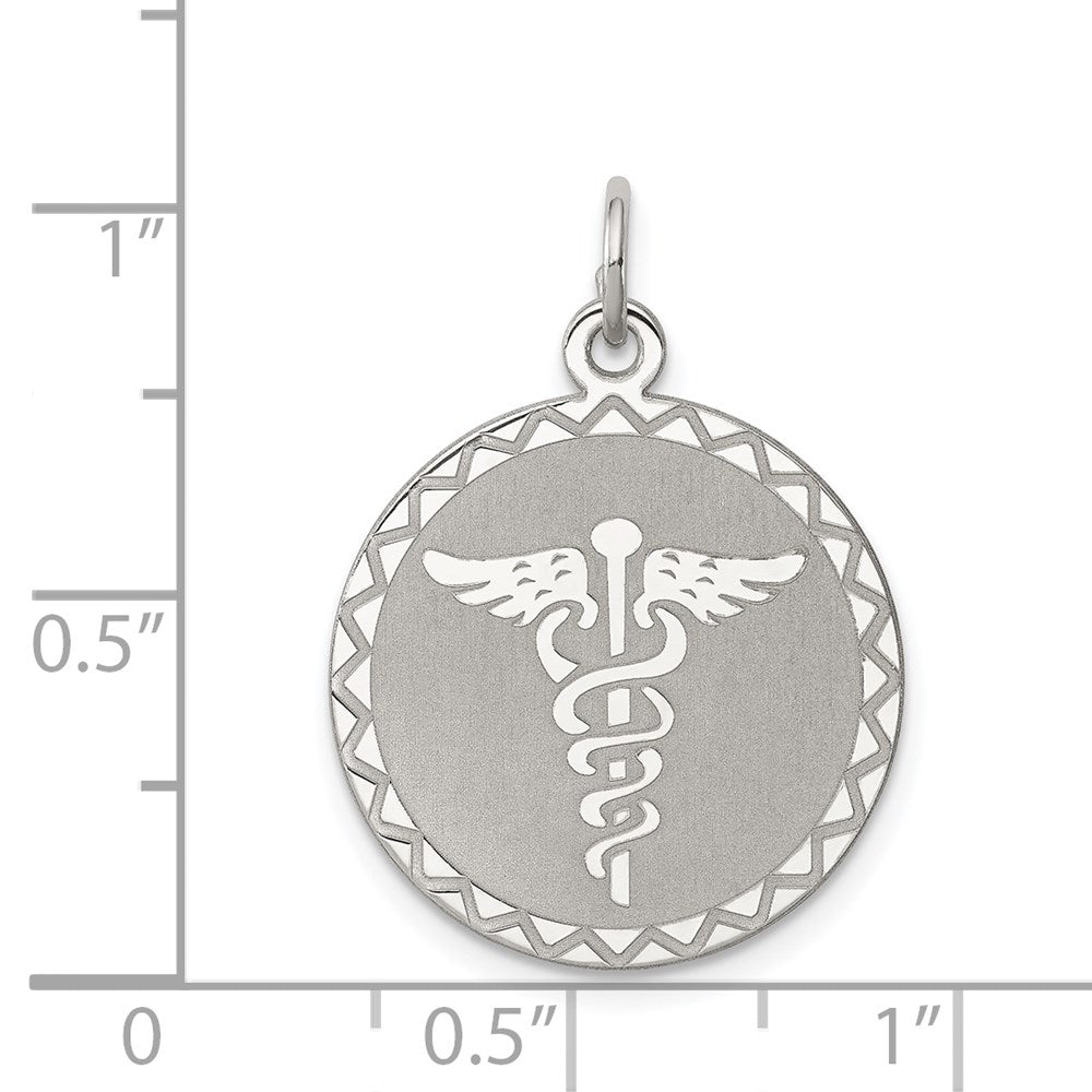 Sterlingsilber Rhodiniert Caduceus Plättchen