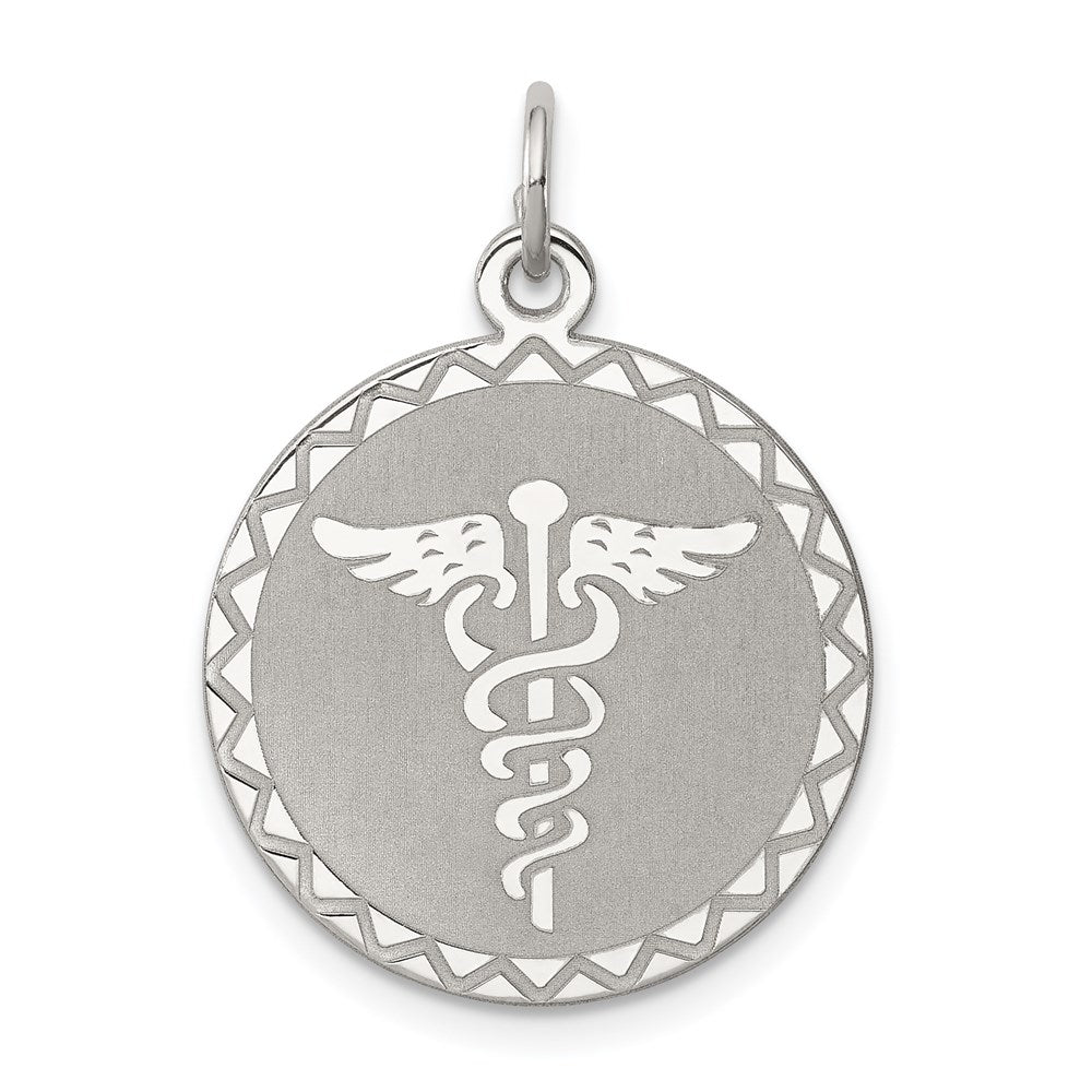Sterlingsilber Rhodiniert Caduceus Plättchen