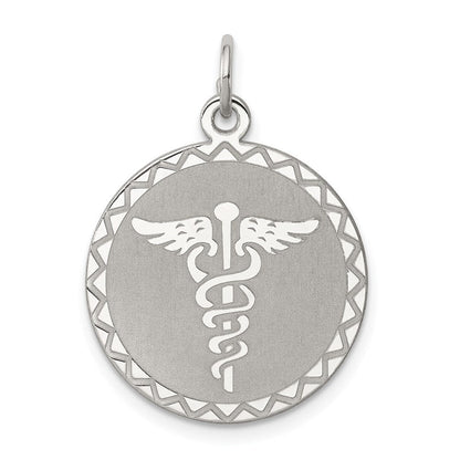Sterlingsilber Rhodiniert Caduceus Plättchen