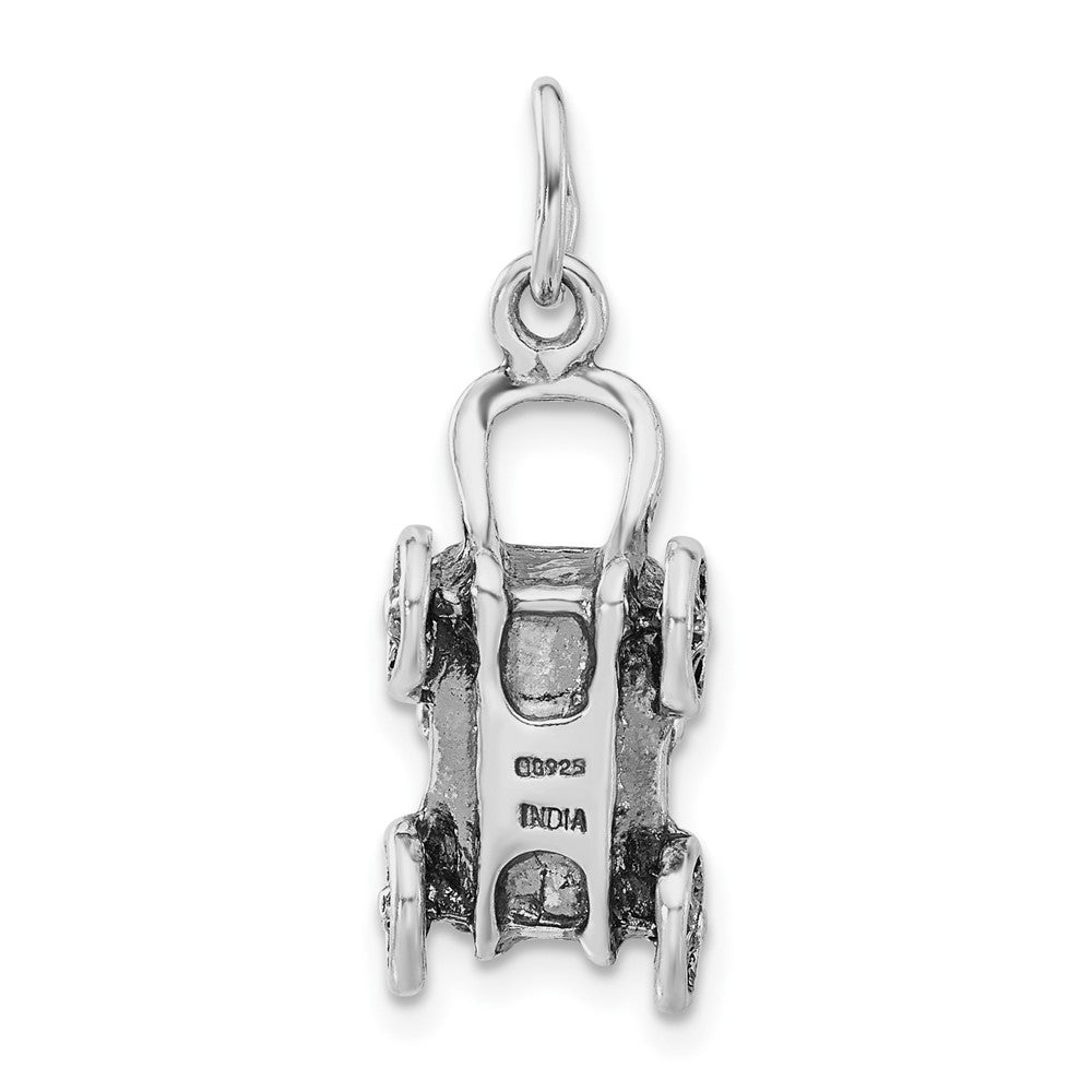 Sterlingsilber 3-d Poliert & Antikisiert Baby Buggy Charm