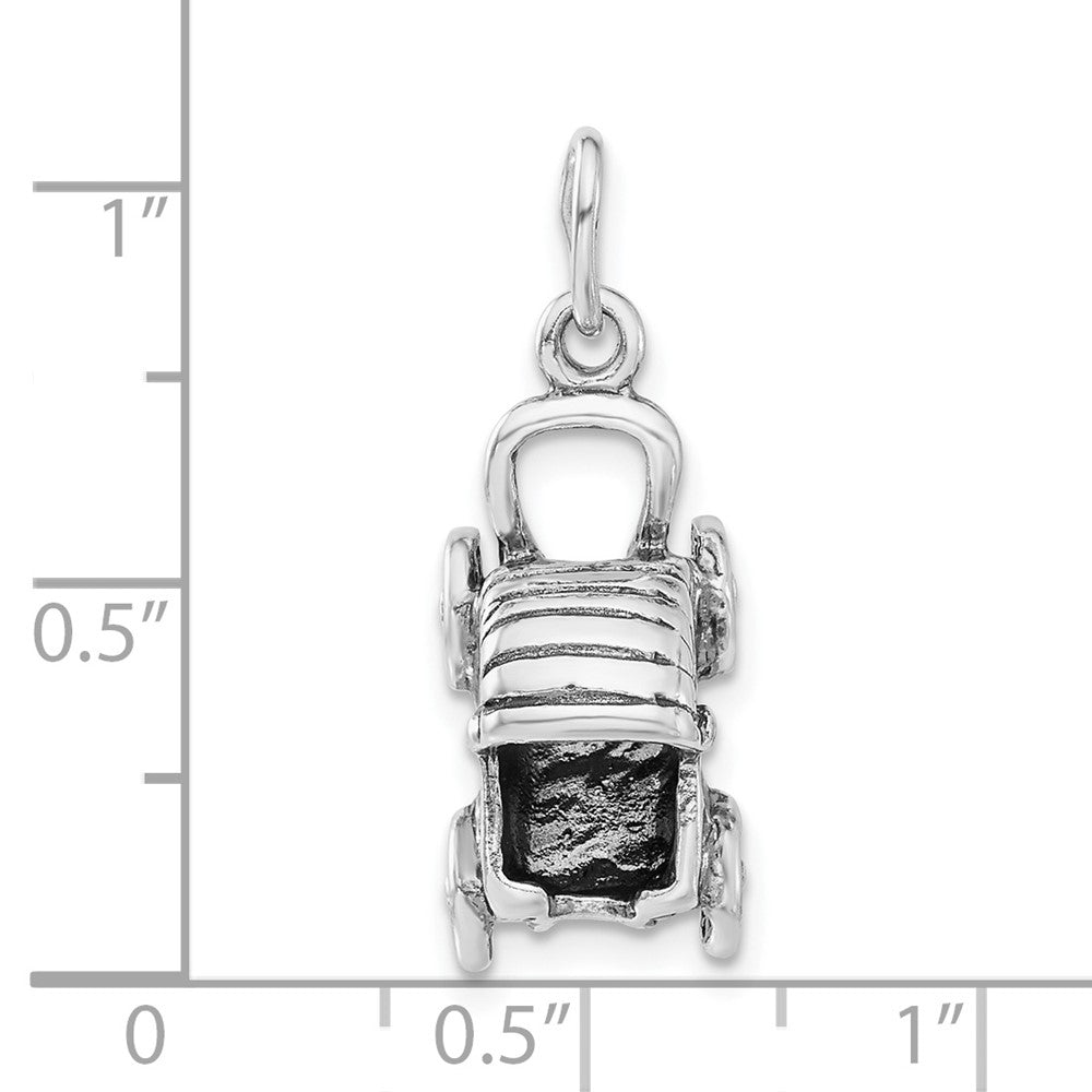 Sterlingsilber 3-d Poliert & Antikisiert Baby Buggy Charm