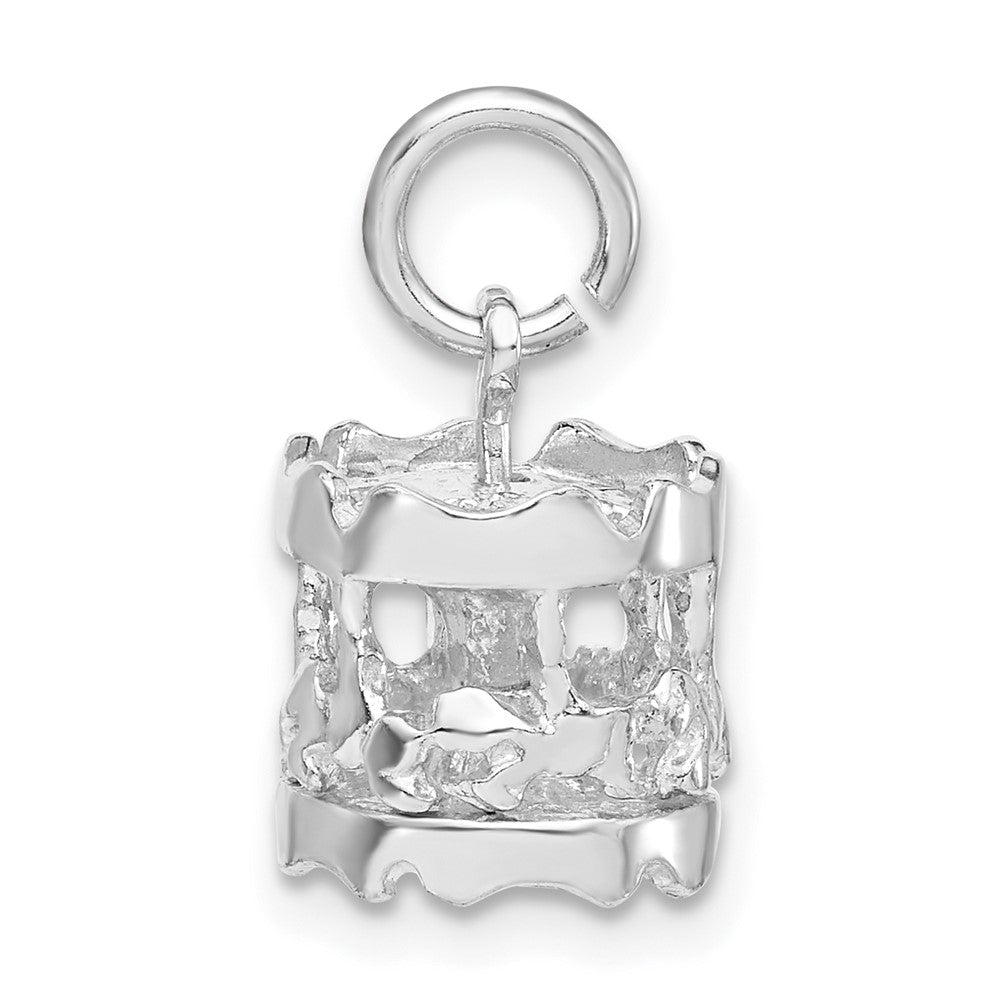 Sterlingsilber 3-d Poliert Beweglich Carousel Charm