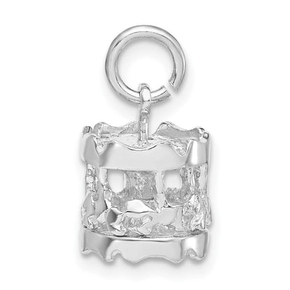Sterlingsilber 3-d Poliert Beweglich Carousel Charm