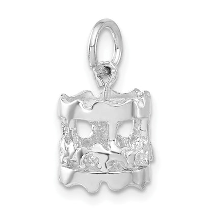 Sterlingsilber 3-d Poliert Beweglich Carousel Charm
