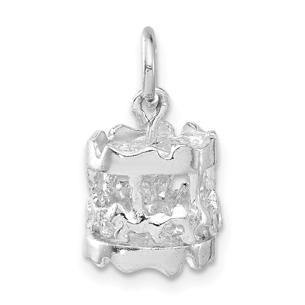 Sterlingsilber 3-d Poliert Beweglich Carousel Charm