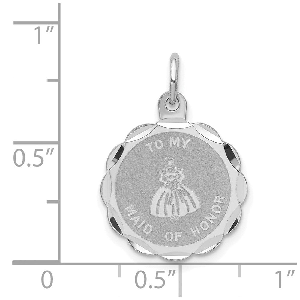 Sterlingsilber Rhodiniert To My Maid Of Honor Plättchen Charm