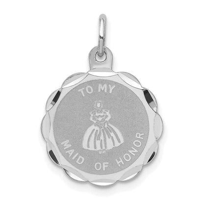 Sterlingsilber Rhodiniert To My Maid Of Honor Plättchen Charm