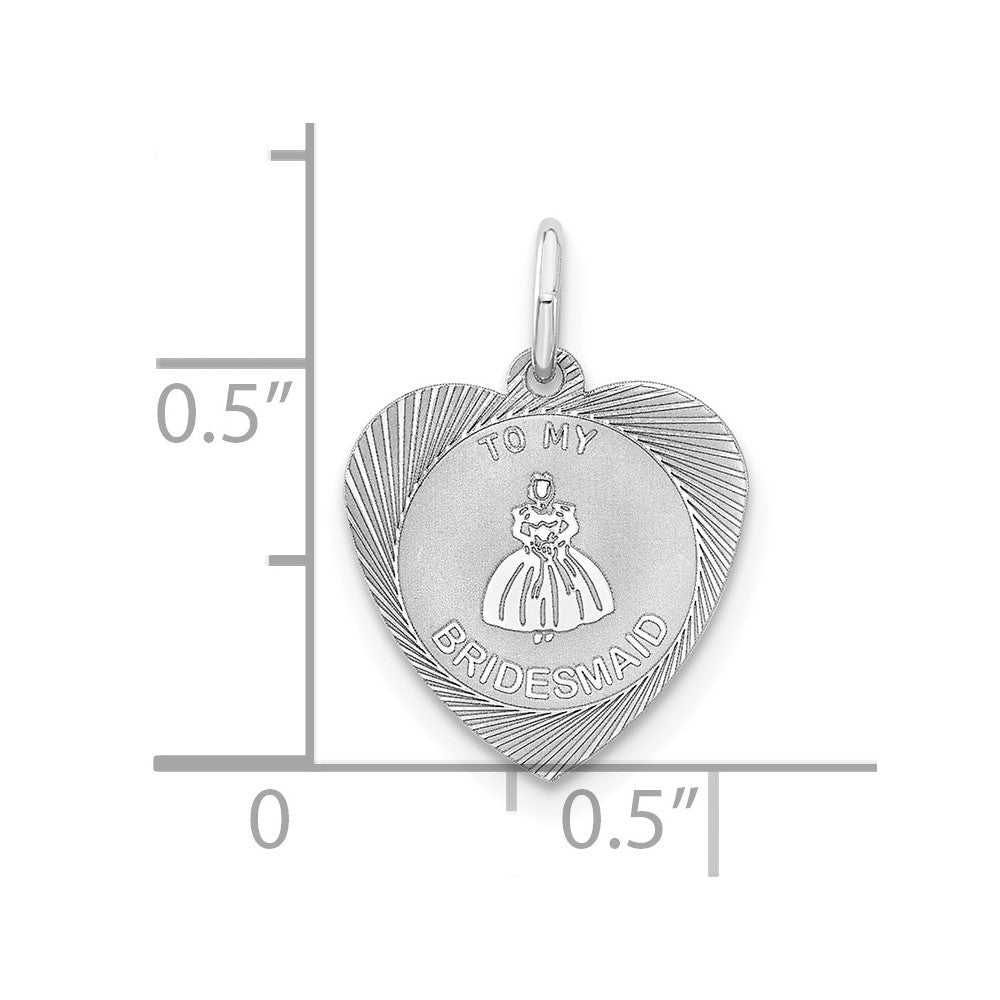 Sterlingsilber To My Bridesmaid Herz Plättchen Charm