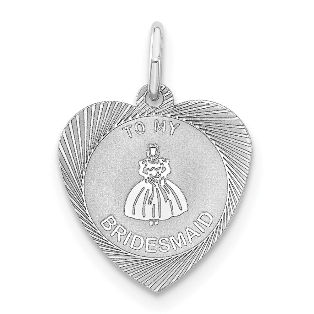 Sterlingsilber To My Bridesmaid Herz Plättchen Charm