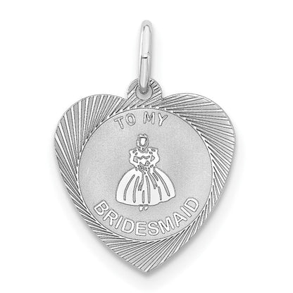 Sterlingsilber To My Bridesmaid Herz Plättchen Charm