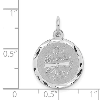 Sterlingsilber Rhodiniert auf Abschluss Day Plättchen Charm
