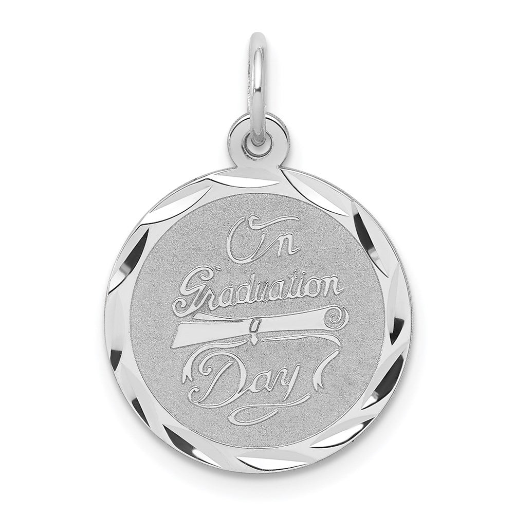Sterlingsilber Rhodiniert auf Abschluss Day Plättchen Charm