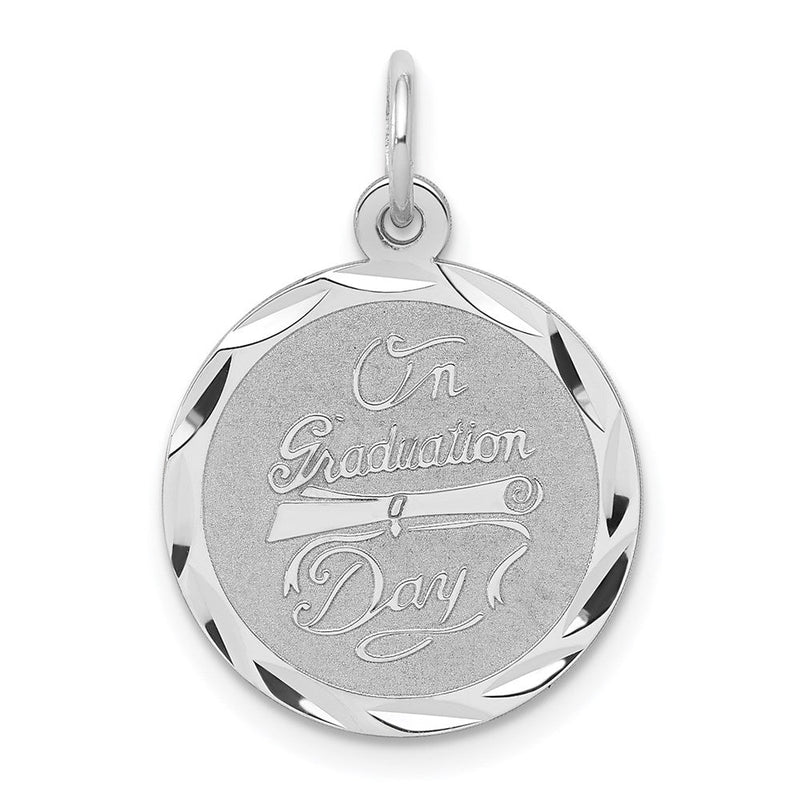 Sterlingsilber Rhodiniert auf Abschluss Day Plättchen Charm