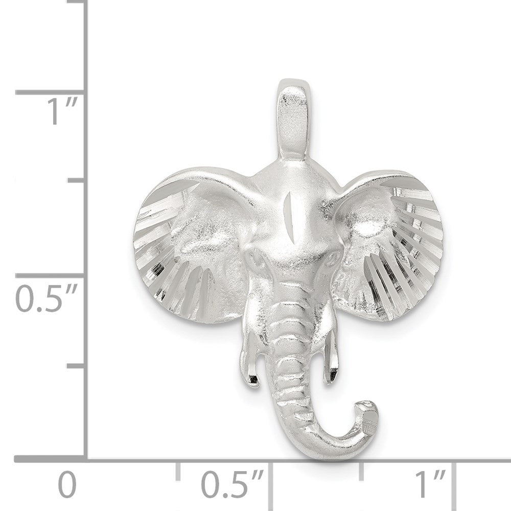 Sterlingsilber Satiniert Elefant Kopf Charm