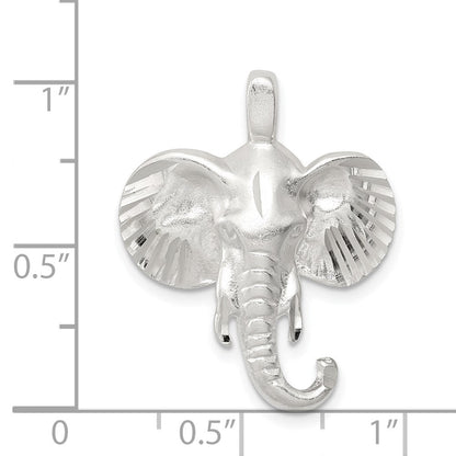 Sterlingsilber Satiniert Elefant Kopf Charm