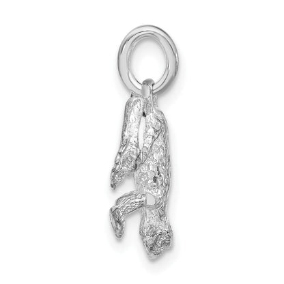 Sterlingsilber Poliert & Strukturiert Frosch Charm
