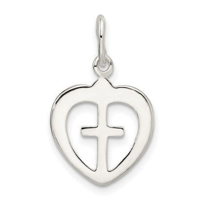 Sterlingsilber Kreuz Herz Charm