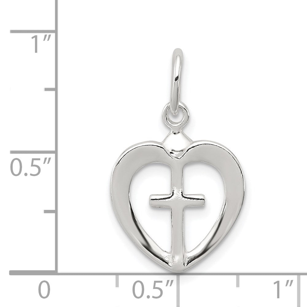 Sterlingsilber Kreuz Herz Charm