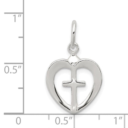 Sterlingsilber Kreuz Herz Charm