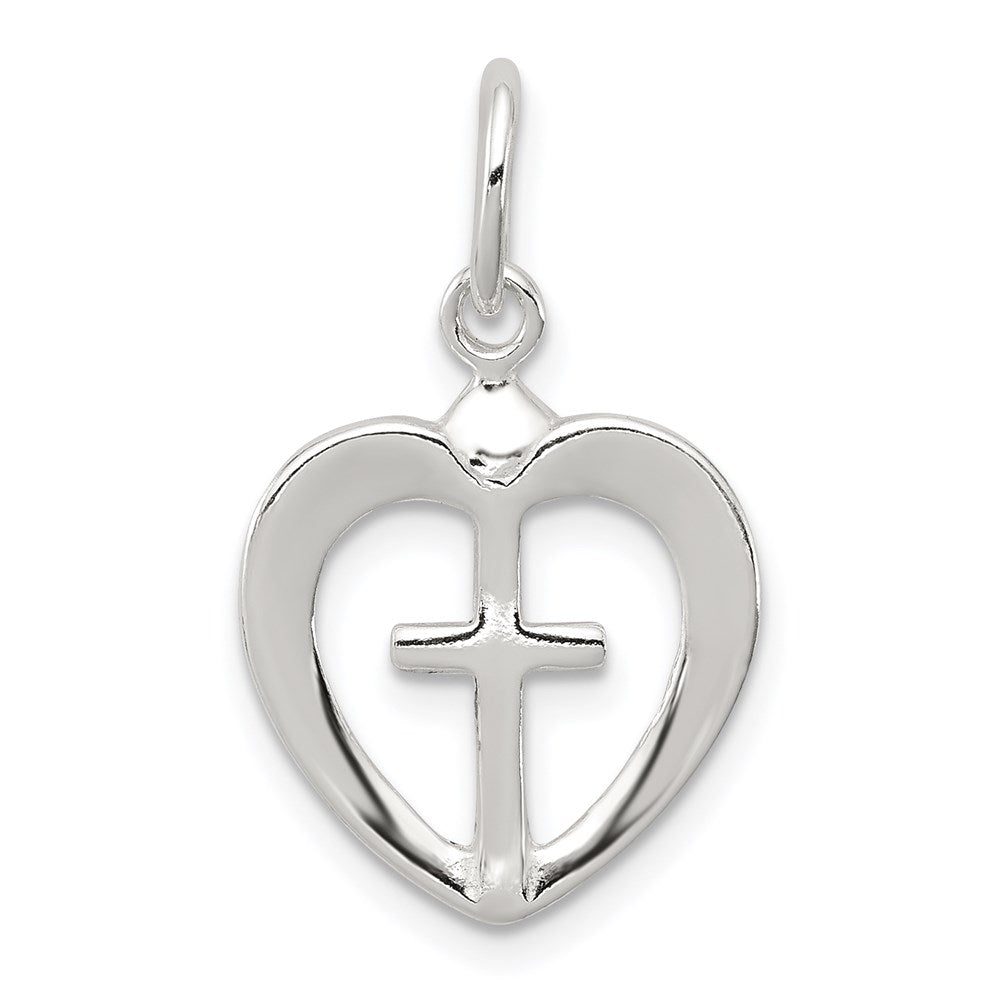 Sterlingsilber Kreuz Herz Charm