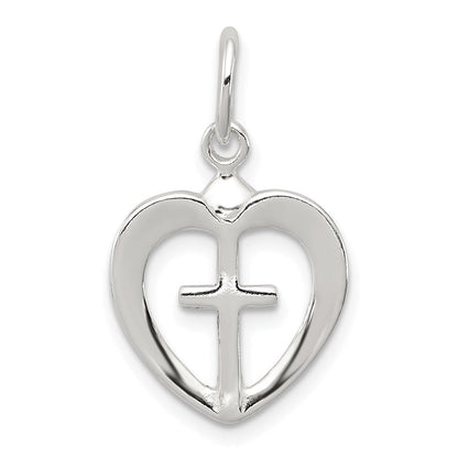 Sterlingsilber Kreuz Herz Charm