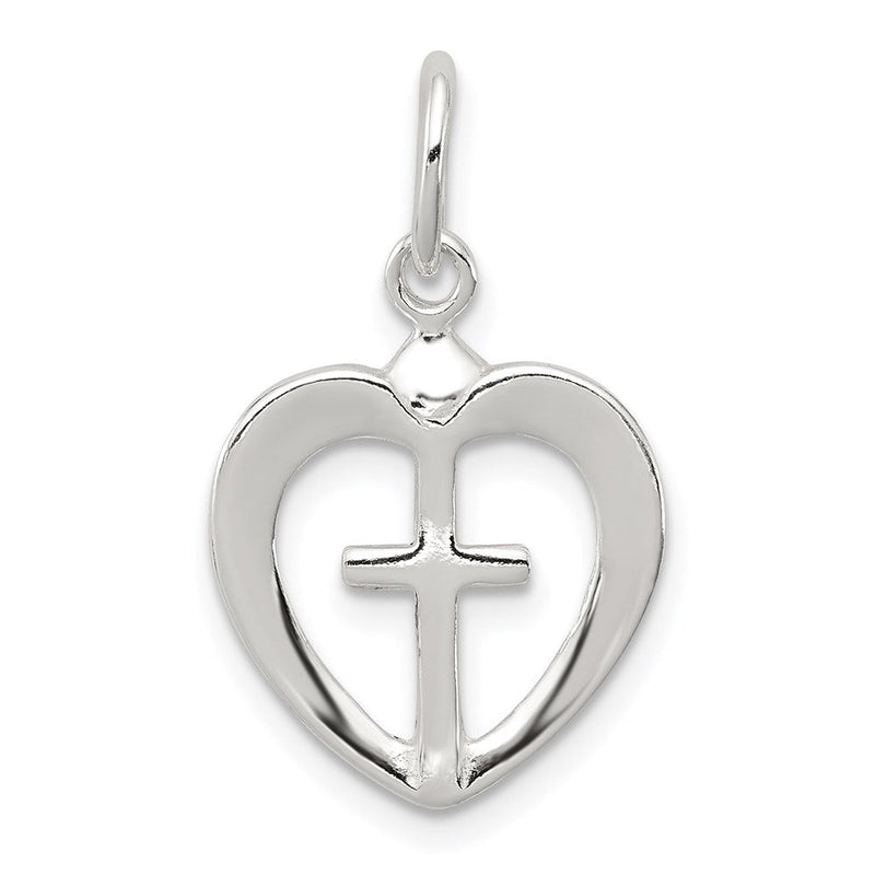 Sterlingsilber Kreuz Herz Charm