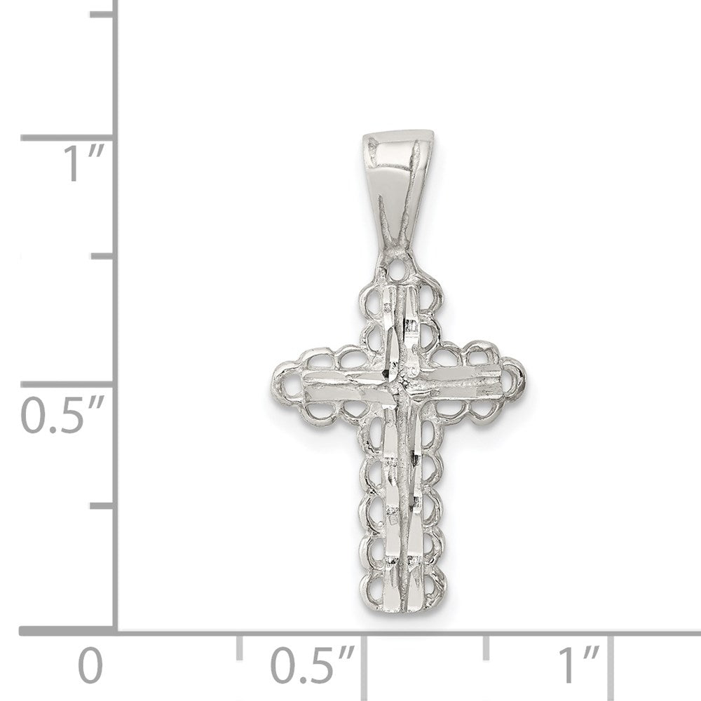 Sterlingsilber Knospend Kreuz Anhänger