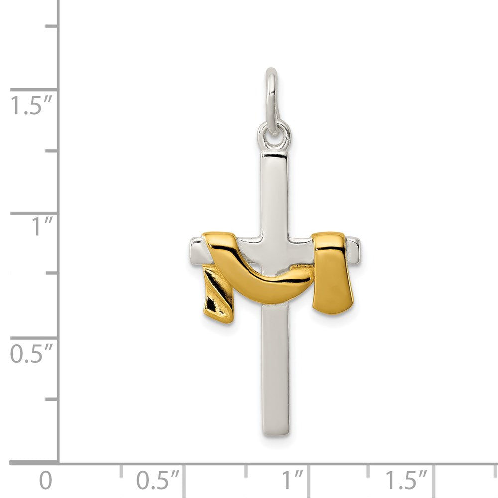 Sterlingsilber & Vermeil Draped Kreuz Anhänger