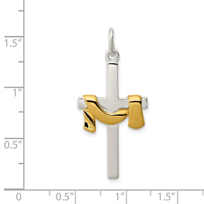 Sterlingsilber & Vermeil Draped Kreuz Anhänger