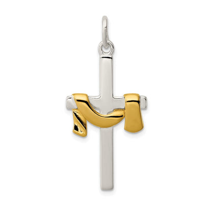 Sterlingsilber & Vermeil Draped Kreuz Anhänger