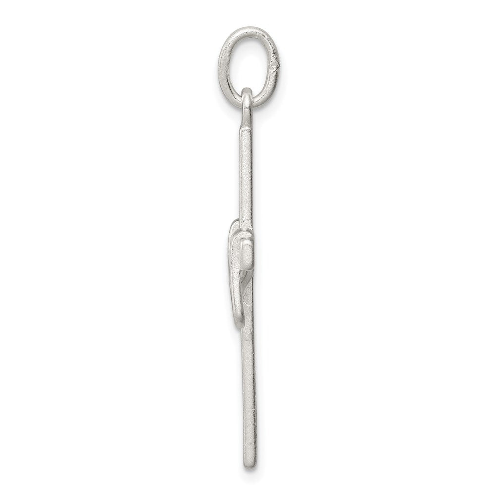 Sterlingsilber Satiniert Diamantiert Draped Kreuz Charm