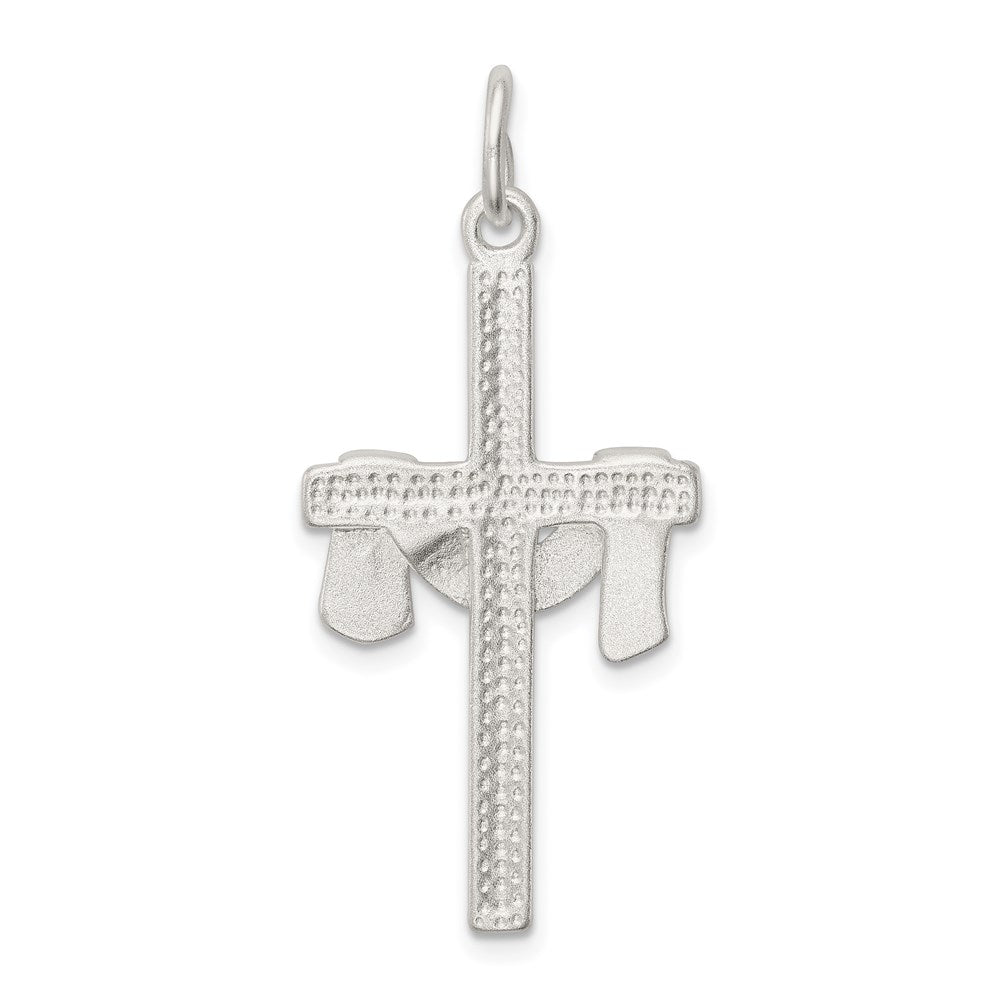 Sterlingsilber Satiniert Diamantiert Draped Kreuz Charm