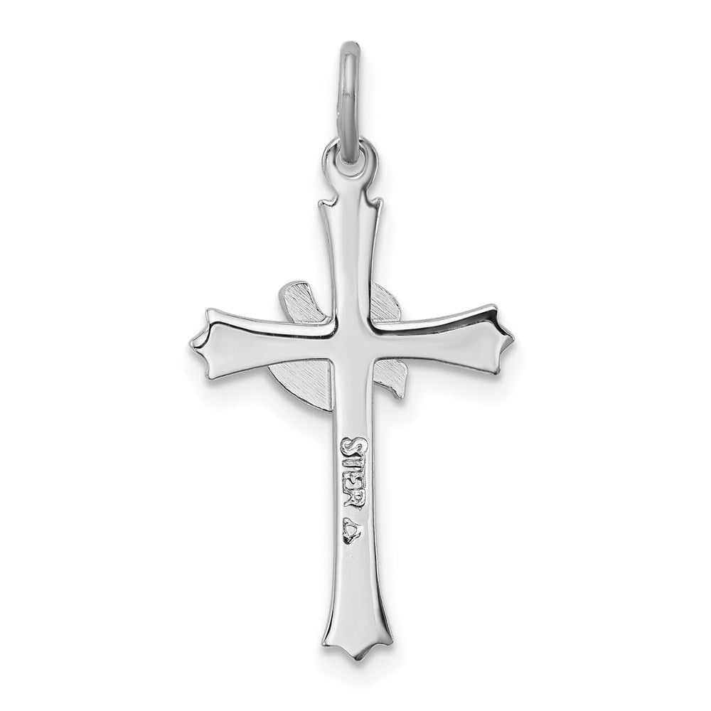 Sterlingsilber Rhodiniert Heilig Geist Kreuz mit Taube Charm