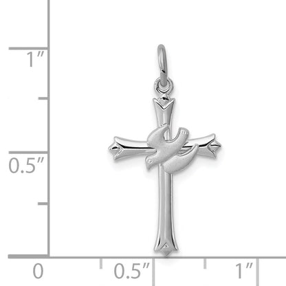 Sterlingsilber Rhodiniert Heilig Geist Kreuz mit Taube Charm