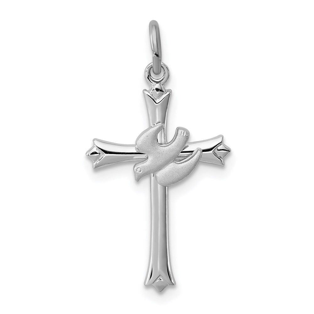 Sterlingsilber Rhodiniert Heilig Geist Kreuz mit Taube Charm