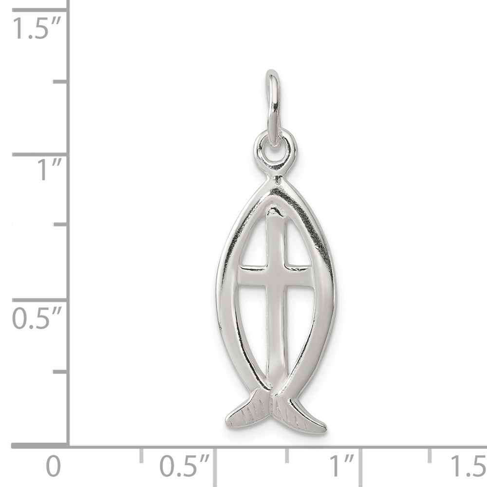 Sterlingsilber Ichthus Fisch Kreuz Charm