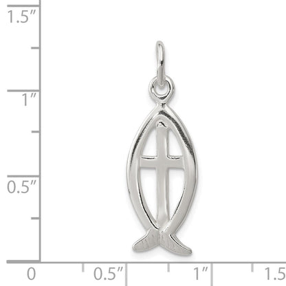 Sterlingsilber Ichthus Fisch Kreuz Charm