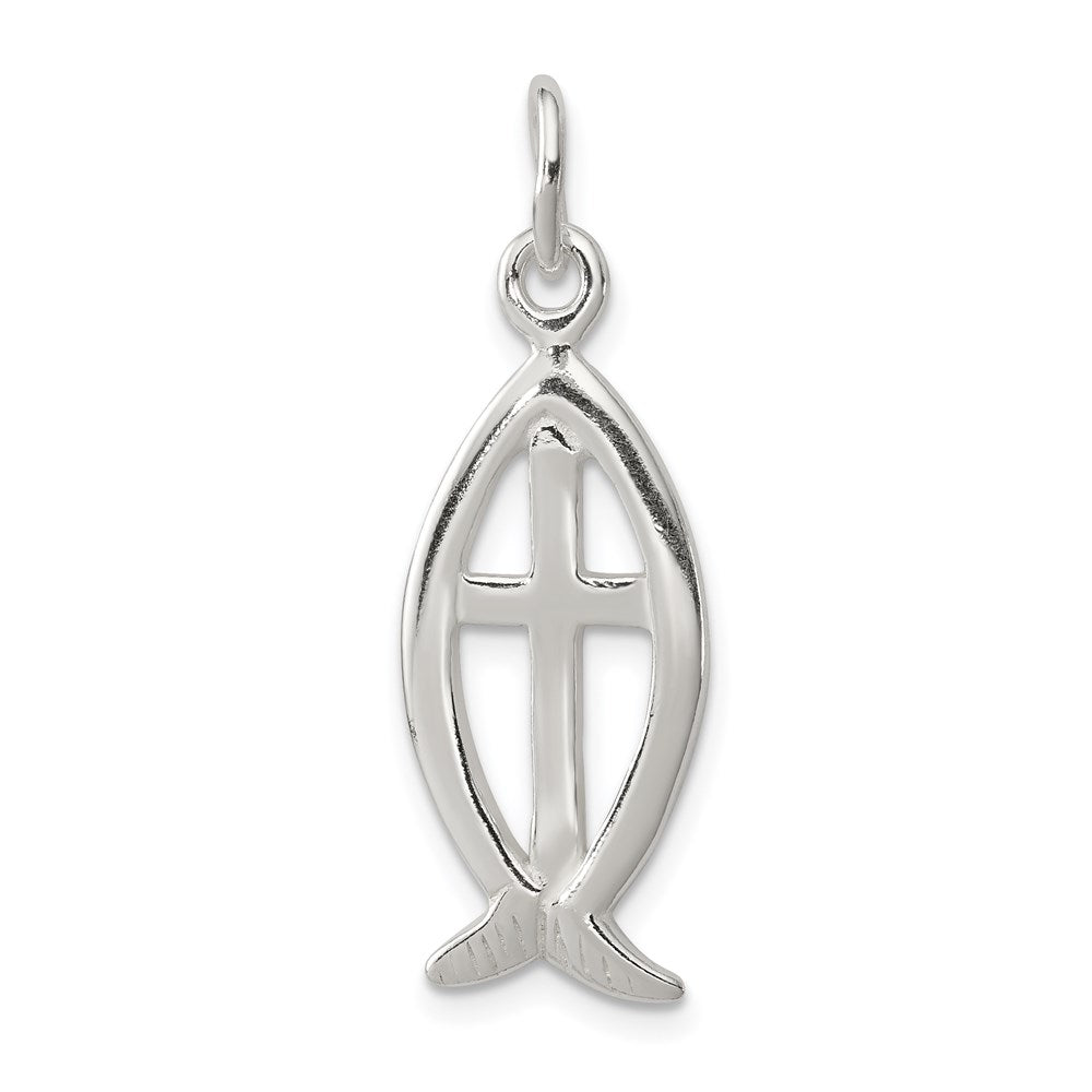 Sterlingsilber Ichthus Fisch Kreuz Charm