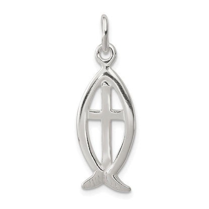 Sterlingsilber Ichthus Fisch Kreuz Charm