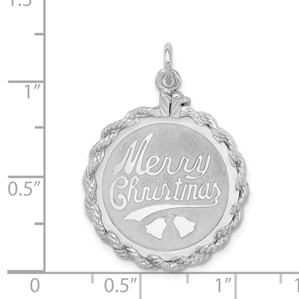 Sterlingsilber Rhodiniert Merry Weihnachten Plättchen Charm