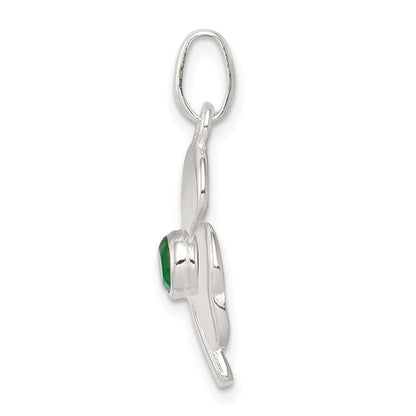 Sterlingsilber Klee mit Grün Glas Charm