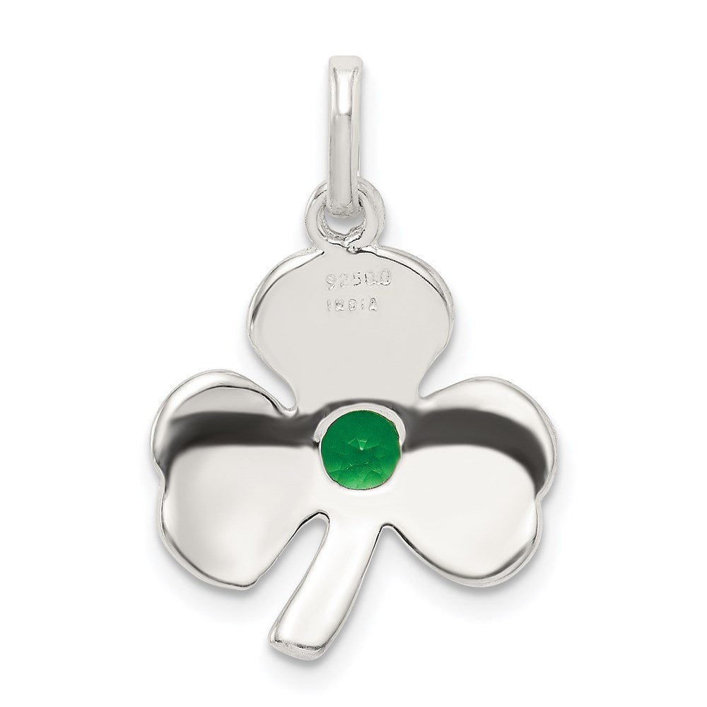 Sterlingsilber Klee mit Grün Glas Charm
